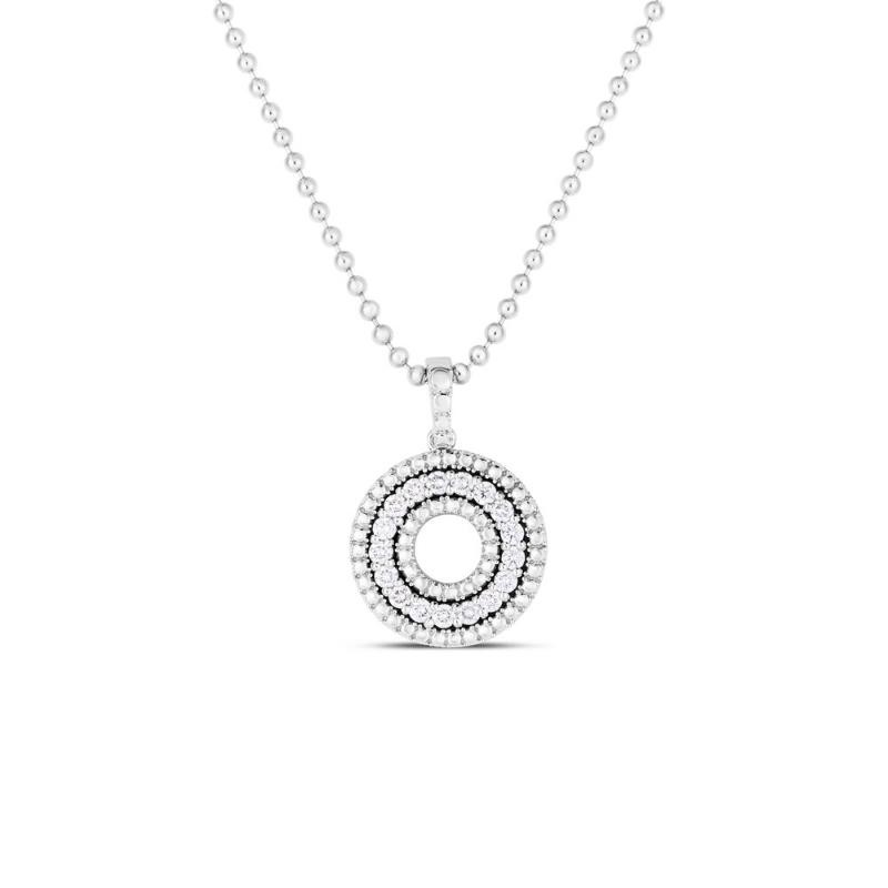 Robero Coin 18K White Gold and Diamond Siena Diamond Circle 17MM Necklace