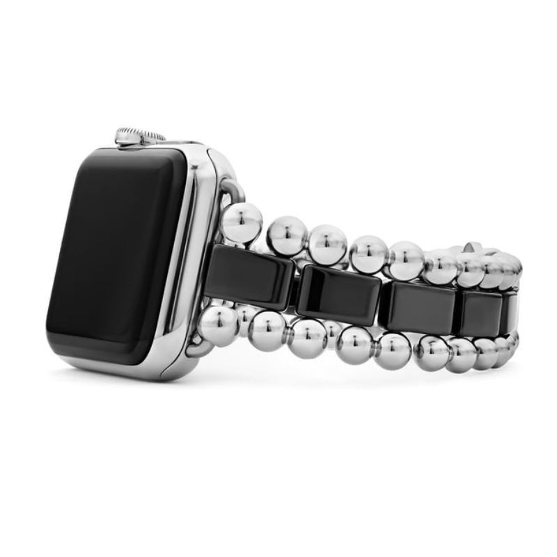 Lagos Stainless Steel Smart Caviar Black Ceramic 38Mm Link Watchband Size 7