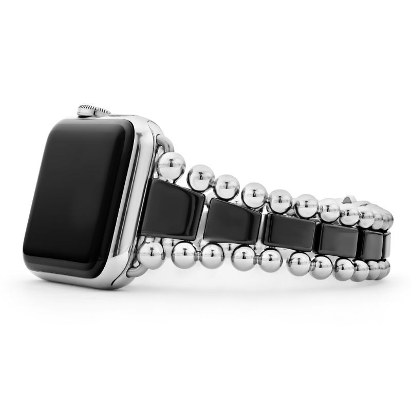 Lagos Stainless Steel Smart Caviar Black Ceramic and Stainless Steel 42-44mm Watch Bracelet