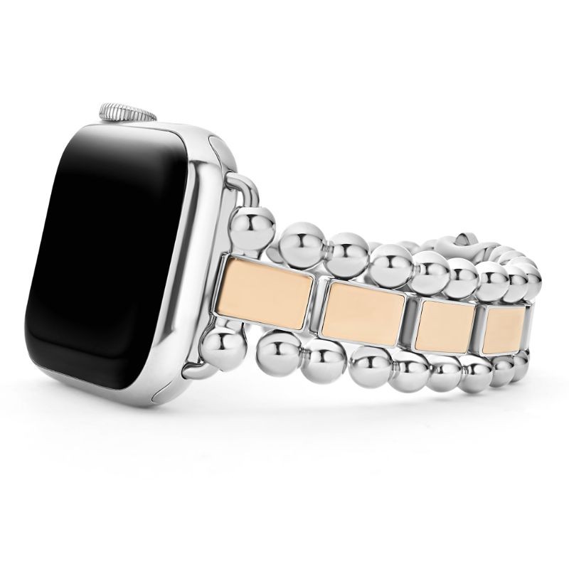 Lagos SST & 18K Rose Gold Smart Caviar 38MM Link Watchband - Size 7