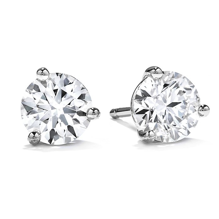 Hearts on Fire 18K White Gold Stud Earrings With 2 Round Diamonds 0.70 Tcw I-J Vs-Si