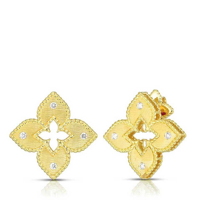 Roberto Coin 18K Yellow Gold Venetian Princess Diamond Accent Satin Stud Earrings