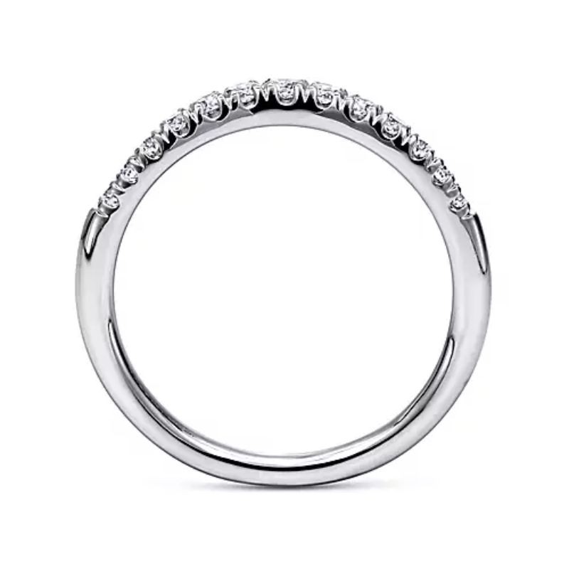 Gabriel & Co. 14K White Gold Curved French Pave Diamond Anniversary Band with13 Round Diamonds 0.24 Tcw G-H SI2
