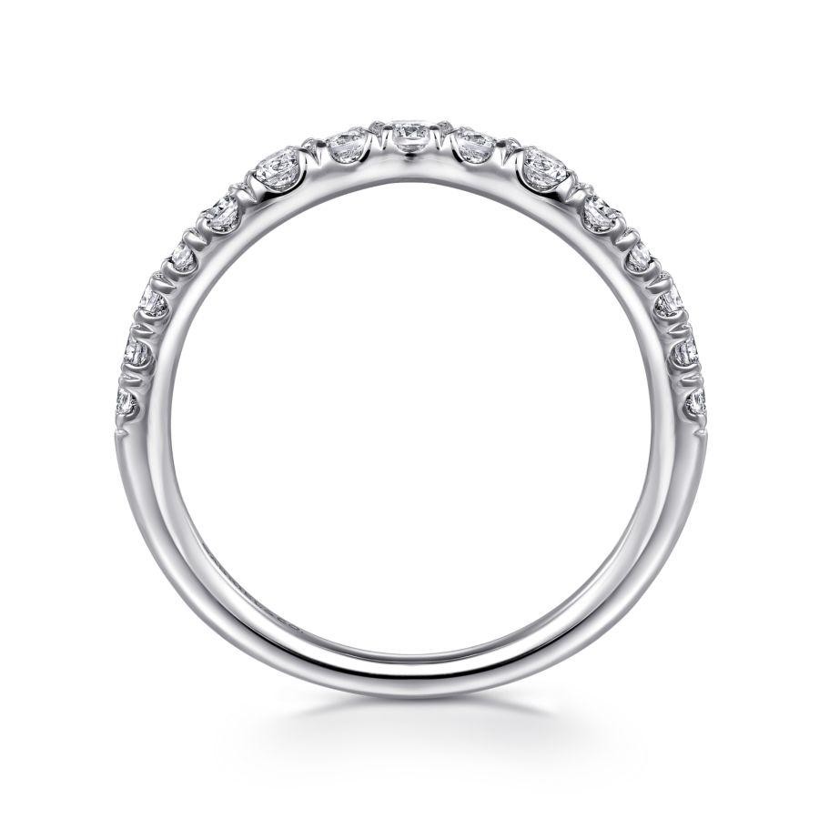 Gabriel & Co. 14K White Gold French Anniversary Band with 15 Round Diamonds 0.48 Tcw G-H SI2