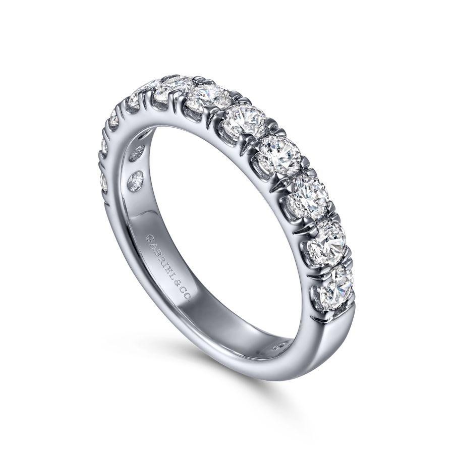 Gabriel & Co. 14K White Gold Anniversary Band with 11 Round Diamonds 1.22 Tcw G-H SI2 Size 6.5