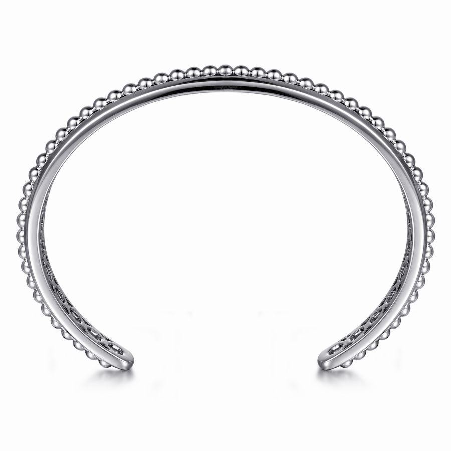 Gabriel & co Sterling Silver Open Cuff Bracelet with Beaded Silver   Size 7.25