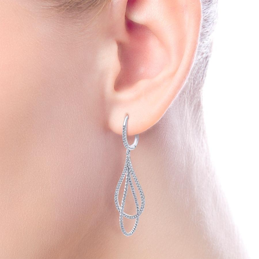 Gabriel & Co. 14K White Gold Hampton Layered Open Teardrop Diamond Drop Earrings