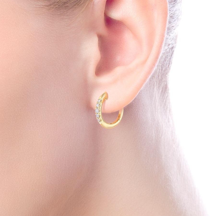 Gabriel & Co. 14K Yellow Gold Classic Round 15mm Diamond Huggies Earrings