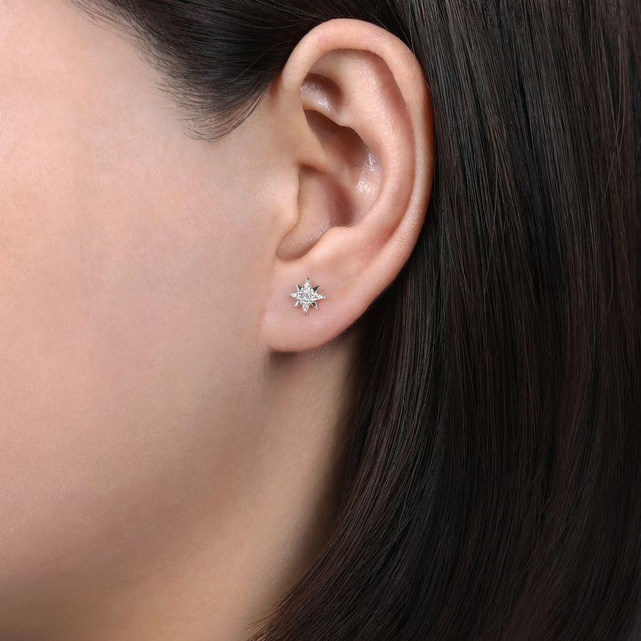Gabriel & Co. 14K White Gold Diamond Stud Star Earrings