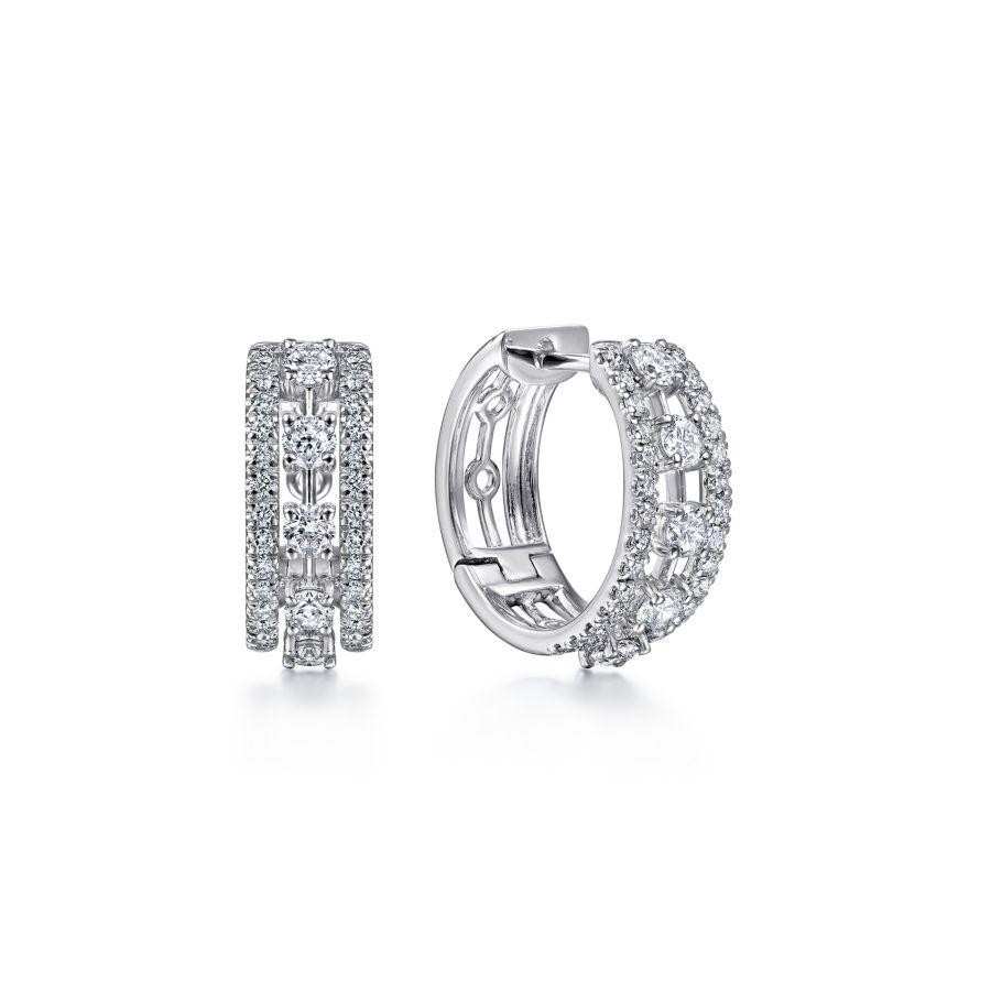 Gabriel & Co. 14K White Gold 15MM Hoop Earrings with 66 Round Diamonds G-H SI2
