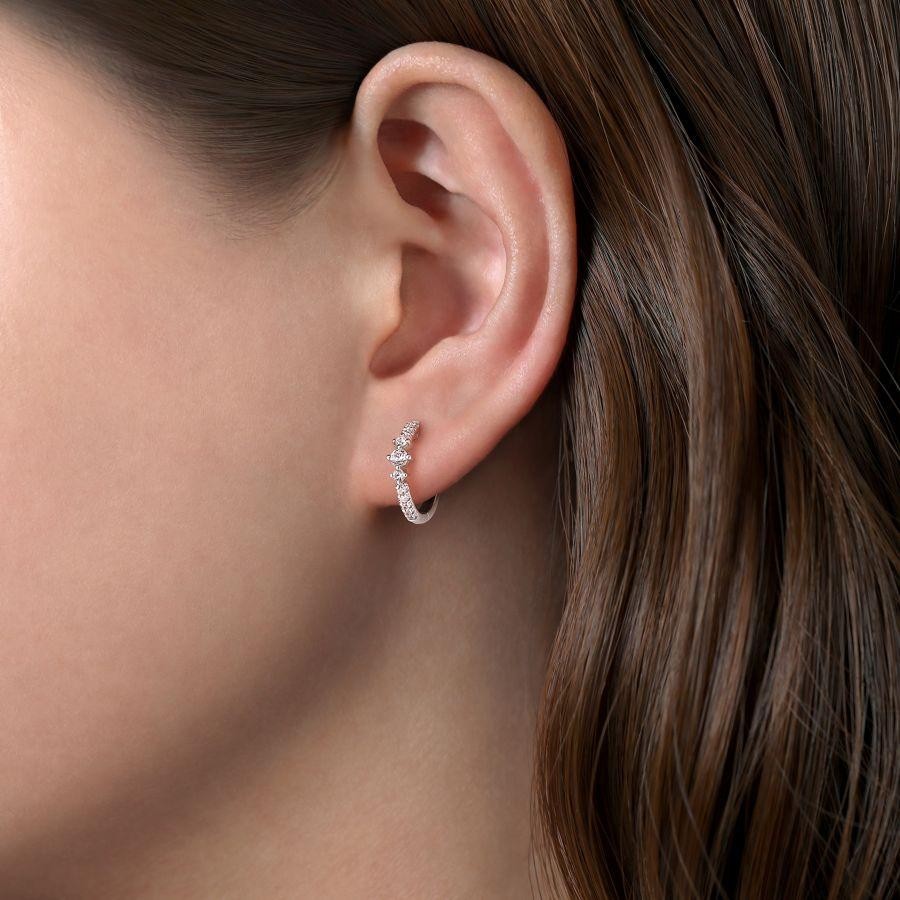 Gabriel & Co. 14K White Gold Lusso Diamond Station Huggies Hoop Earrings