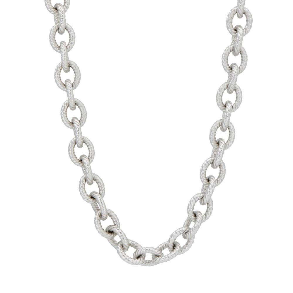 Freida Rothman Sterling Silver Cubic Zirconia Twisted Cable Chain Link Necklace 18