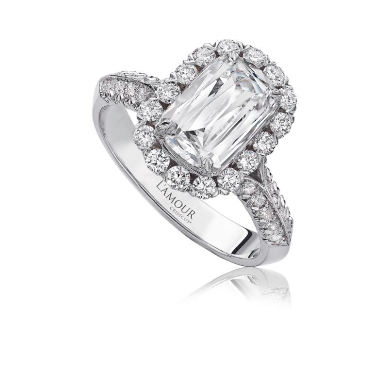 Christopher Designs 18K White Gold Diamond Halo Engagement Ring