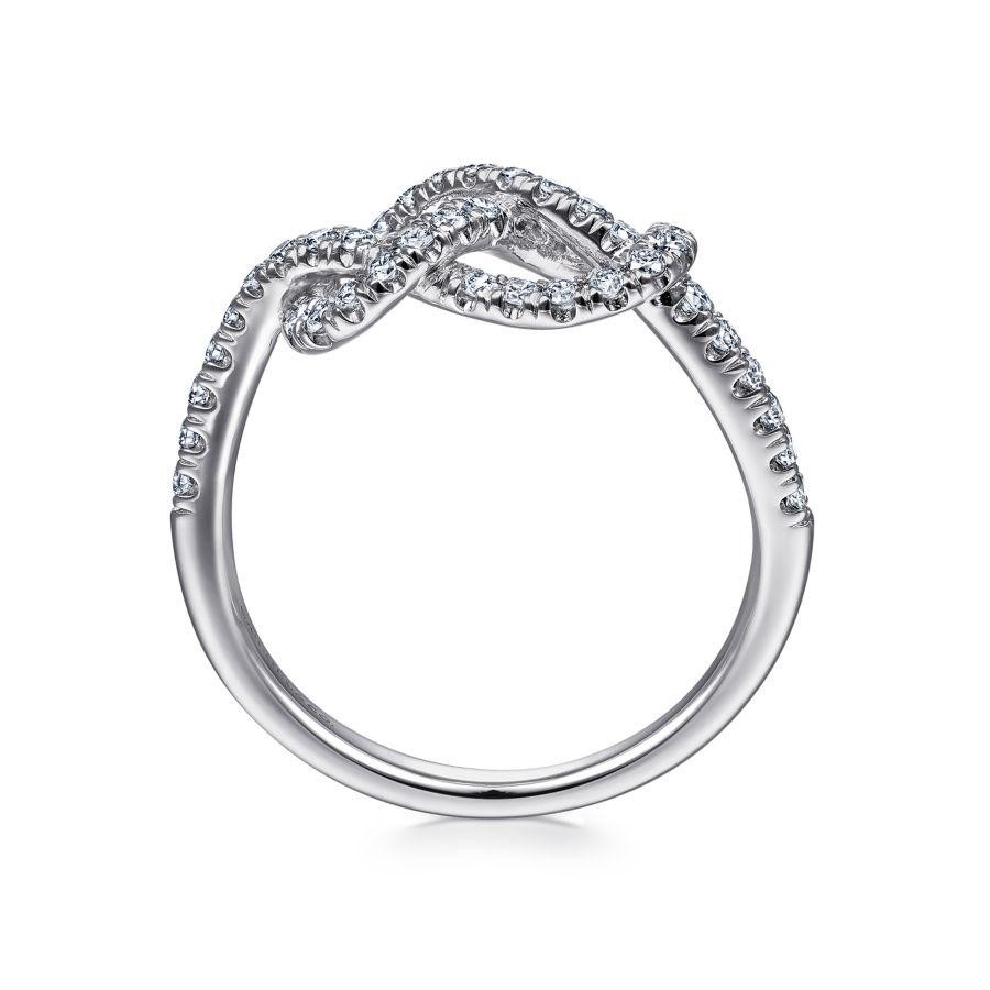 Gabriel & Co. 14k White Gold Lusso Twisted Diamond Knot Eternity Ring with 44 Round Diamonds 0.41 CTW G-H SI2