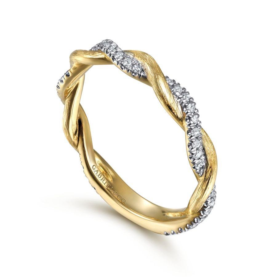 Gabriel & Co. 14K Yellow Gold Stackable Twisted Diamond Ring