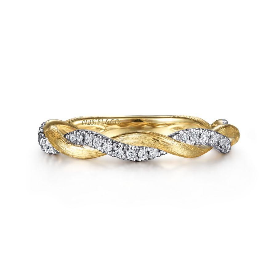 Gabriel & Co. 14K Yellow Gold Stackable Twisted Diamond Ring