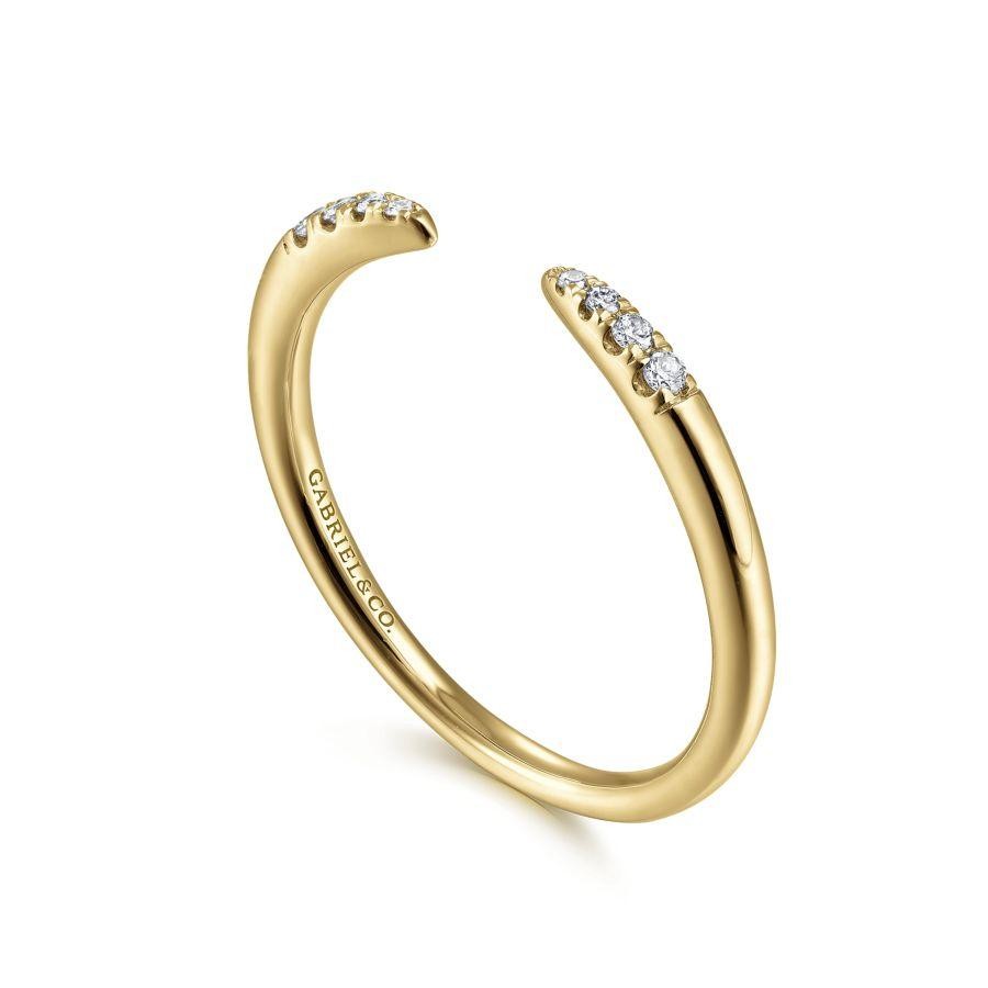 Gabriel & Co. 14K Yellow Gold Stackable Open Diamond Tipped Ring