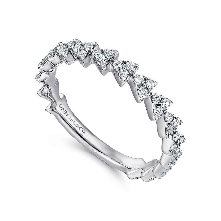 Gabriel & Co. 14K White Gold Stackable Diamond Cluster Triangle Station Ring