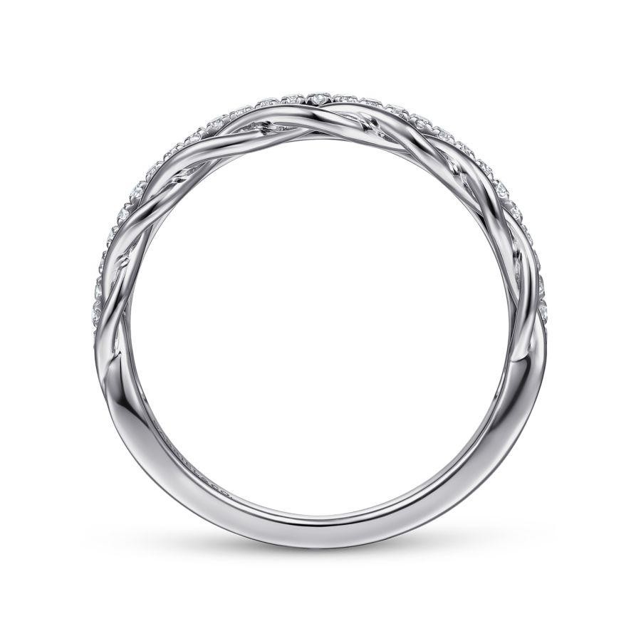 Gabriel & Co. 14K White Gold Lusso Braided Metal and Diamond Row Ring