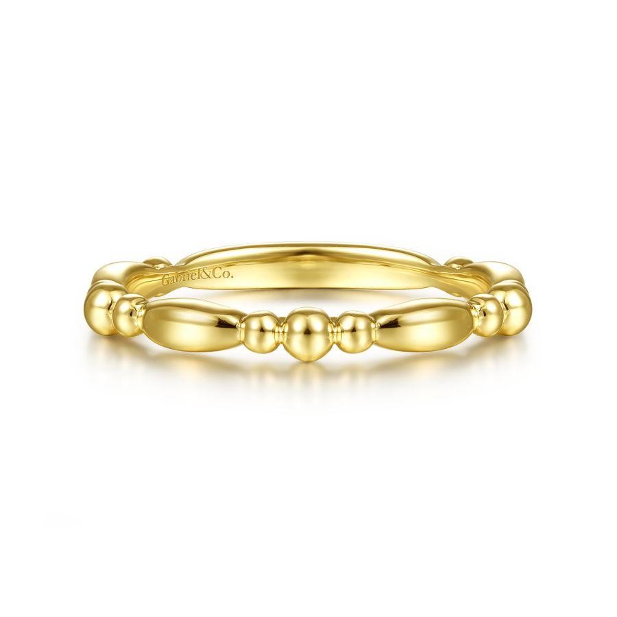 Gabriel & Co. 14K Yellow Gold Alternating Bar & Bujukan Bead Stackable Ring  Size 6.5