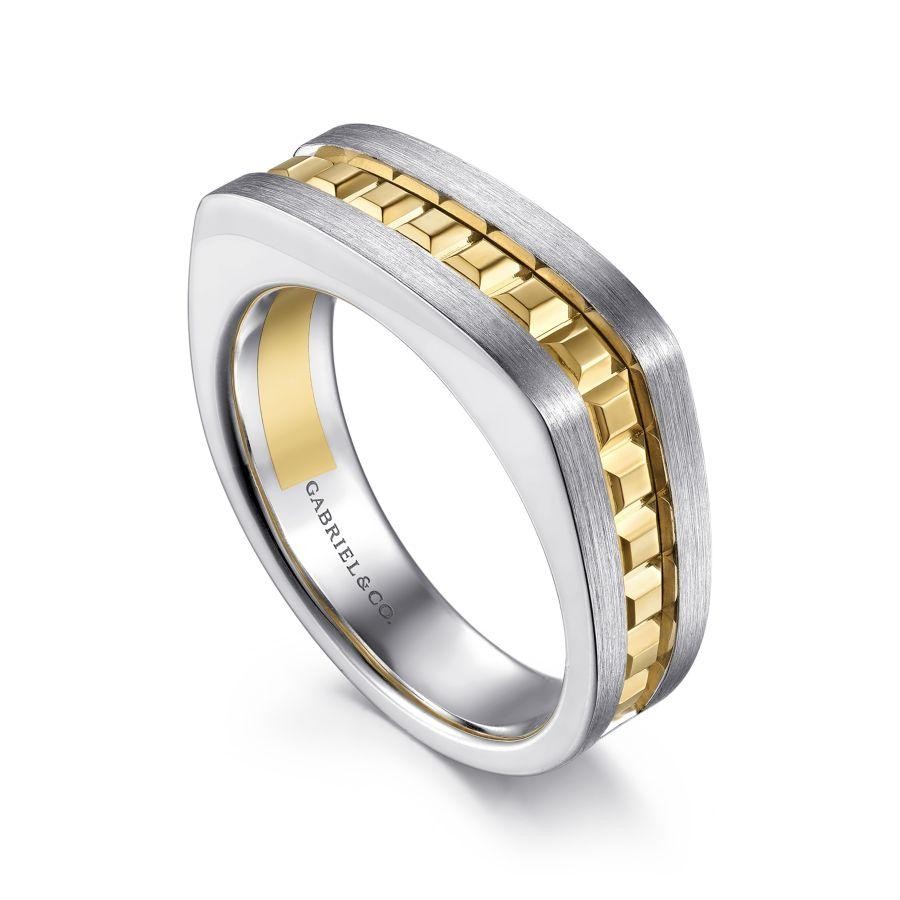 Gabriel & Co. 14K Yellow & White Gold Angular Ring