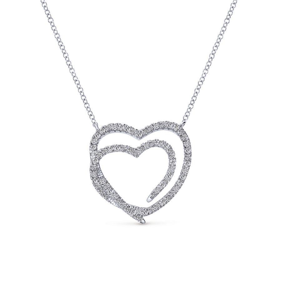Gabriel & Co. 14K White Gold Eternal Love Diamond Heart Necklace