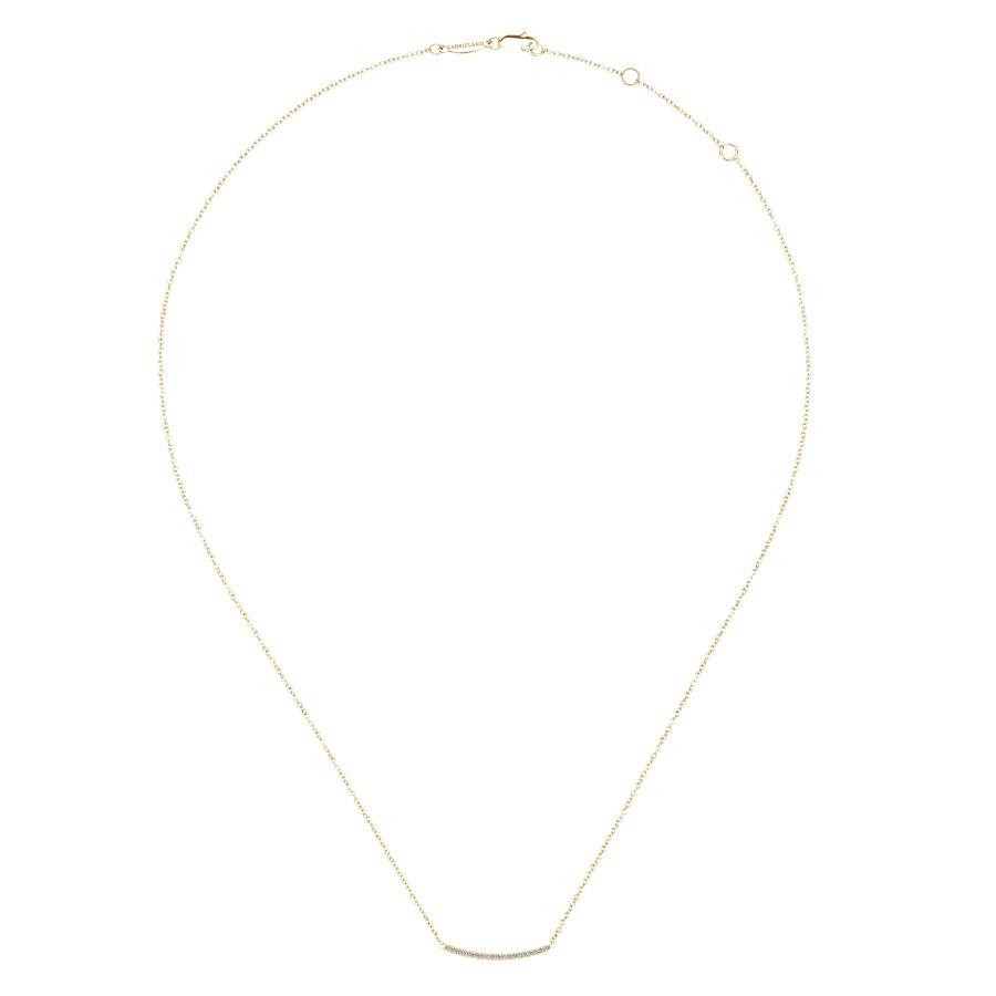 Gabriel & Co. 14K Yellow Gold Classic Diamond Pavé Curved Bar Necklace