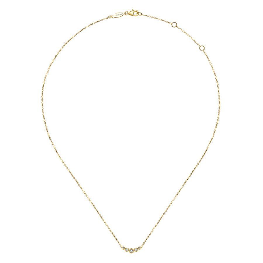 Gabriel & Co. 14K Yellow Gold Classic Curved Bezel Set Diamond Bar Necklace