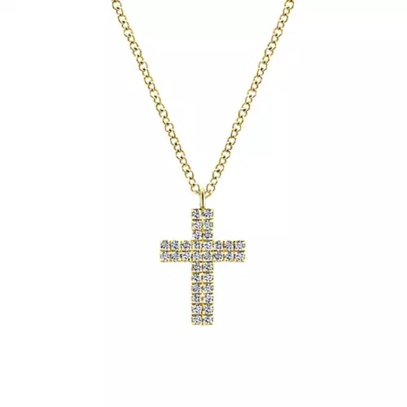 Gabriel & Co. 14K Yellow Gold Faith Diamond Cross Pendant Necklace