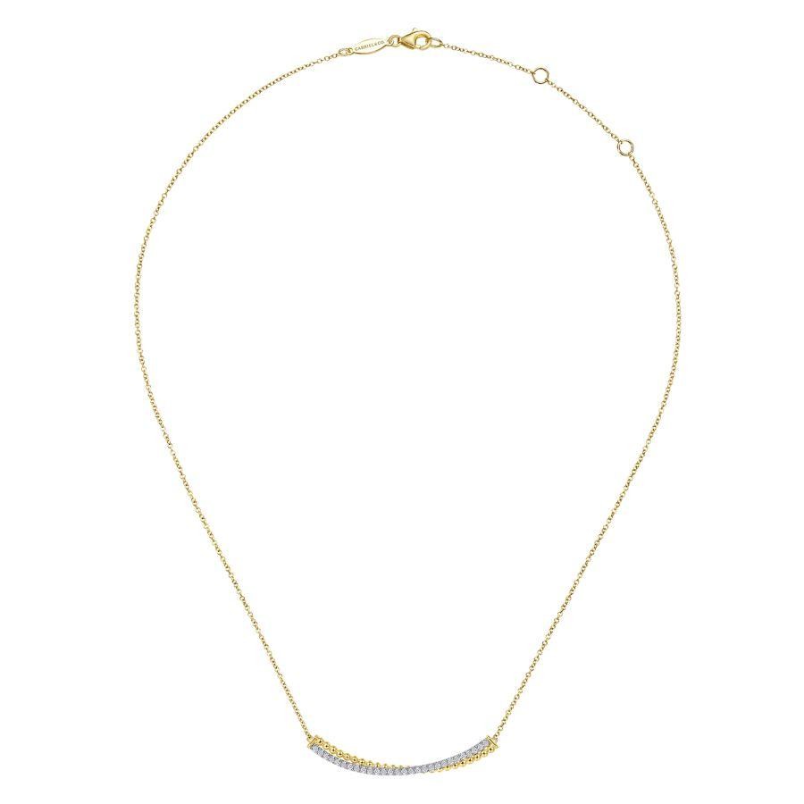 Gabriel 14K Yellow Gold Bujukan Bead & Diamond Pave Curved Bar Necklace
