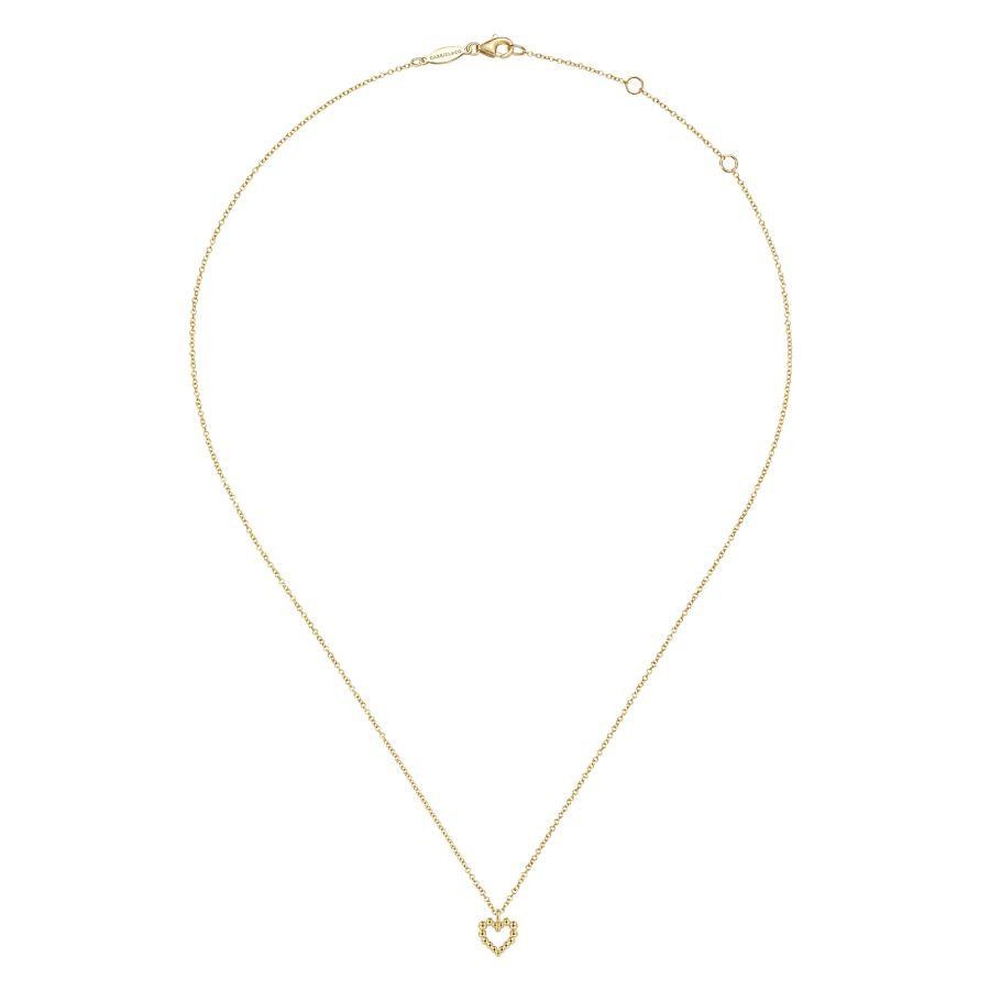 Gabriel & Co. 14K Yellow Gold Bujukan Bead Open Heart Pendant Necklace