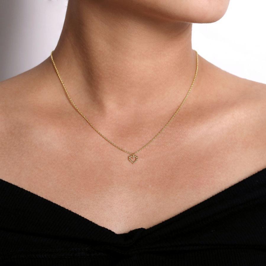 Gabriel & Co. 14K Yellow Gold Bujukan Bead Open Heart Pendant Necklace