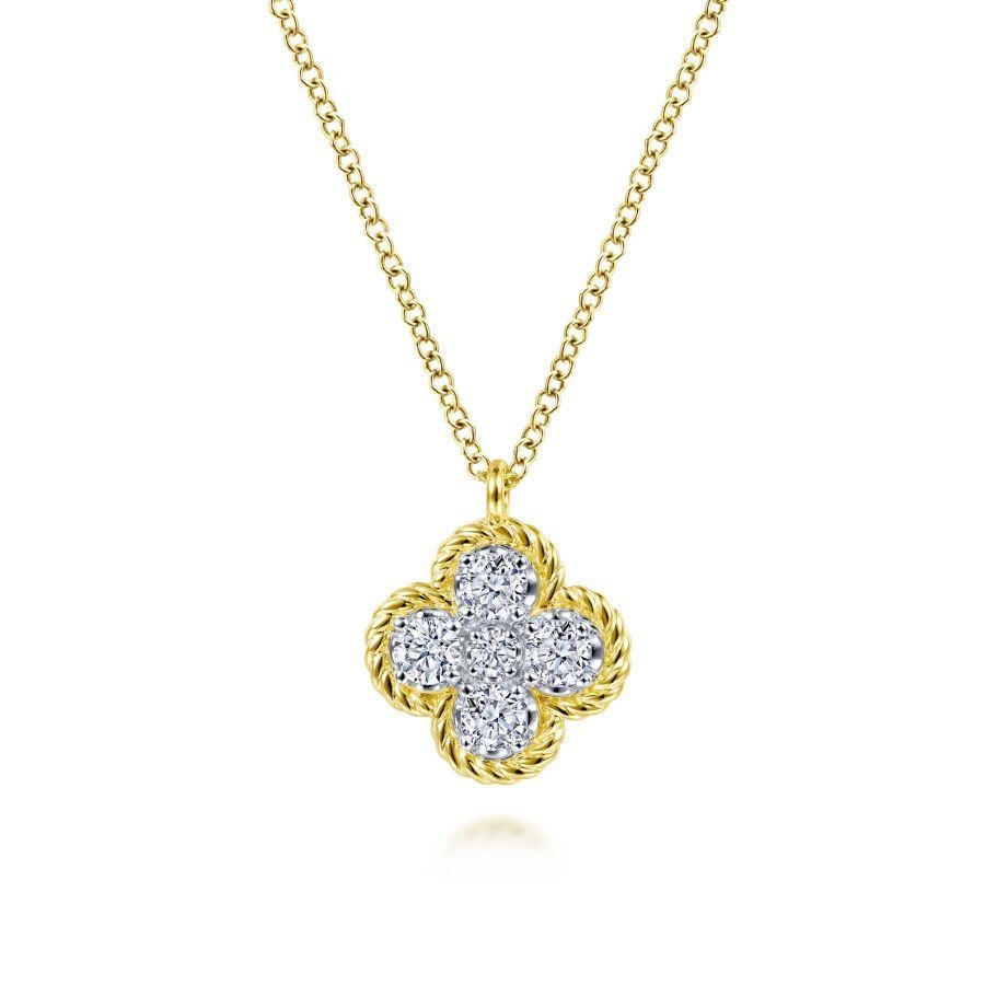 Gabriel & Co. 14K Yellow Gold Hampton Diamond Pendant Necklace