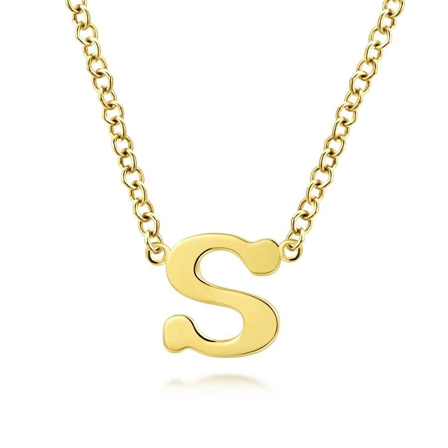 Gabriel & Co. 14K Yellow Gold S Initial Necklace  Length 17.5