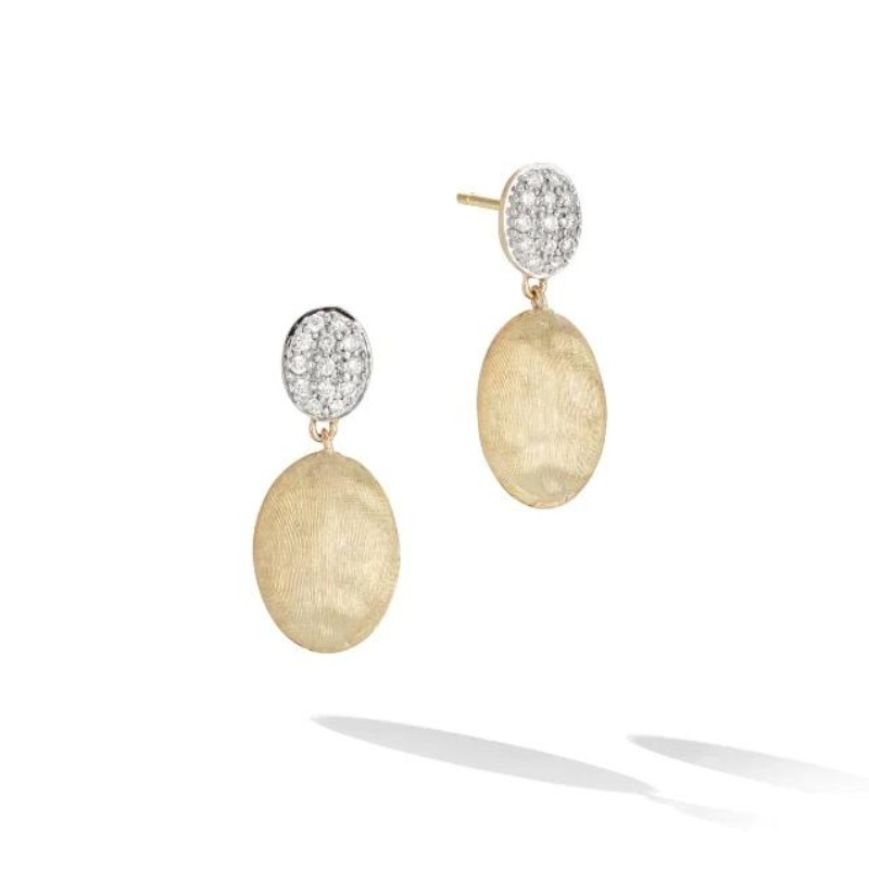 Marco Bicego 18K Yellow & White Gold Siviglia Earrings with Round Diamonds 0.2 Tcw F-G VS