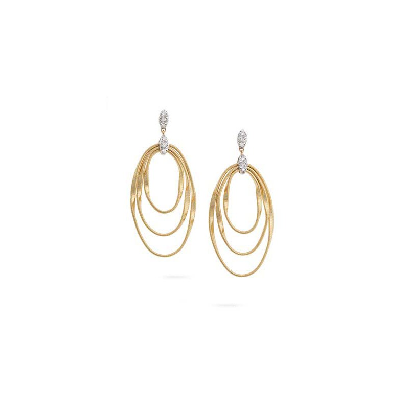 Marco Bicego 18K Yellow and White Gold Marrakech Onde Collection Diamond Concentric Earrings