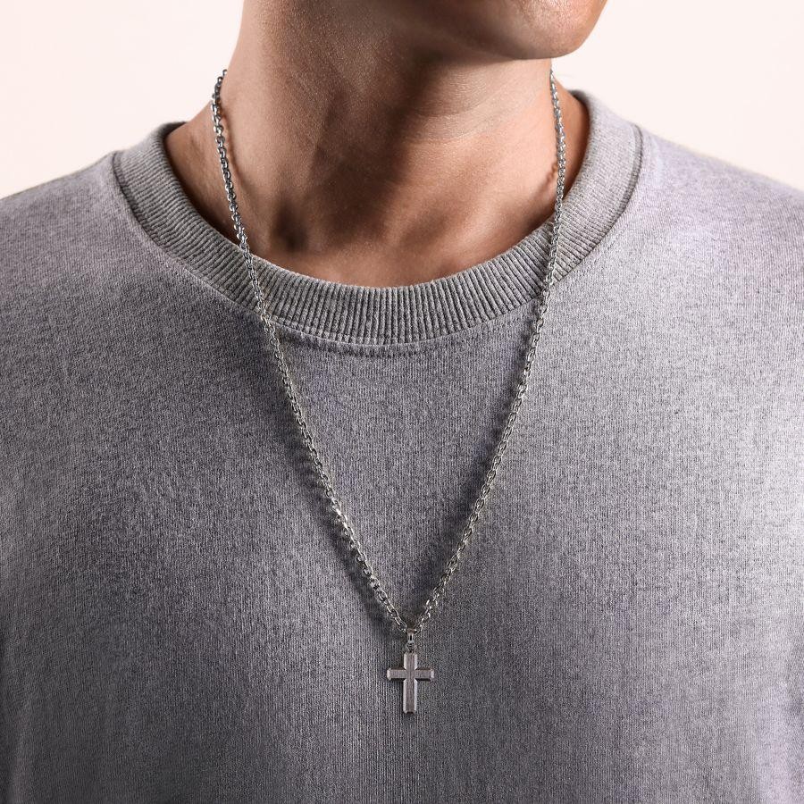925 Sterling Silver Brushed Finished Cross Pendant