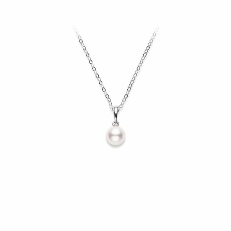 Mikimoto 18K White Gold Akoya Cultured Pearl Pendant Necklace