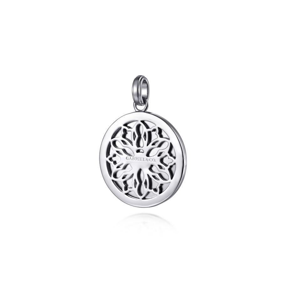 Gabriel & Co Sterling Silver Compass Pendant with 1 Round Black Spinel Stone0.13 Cts