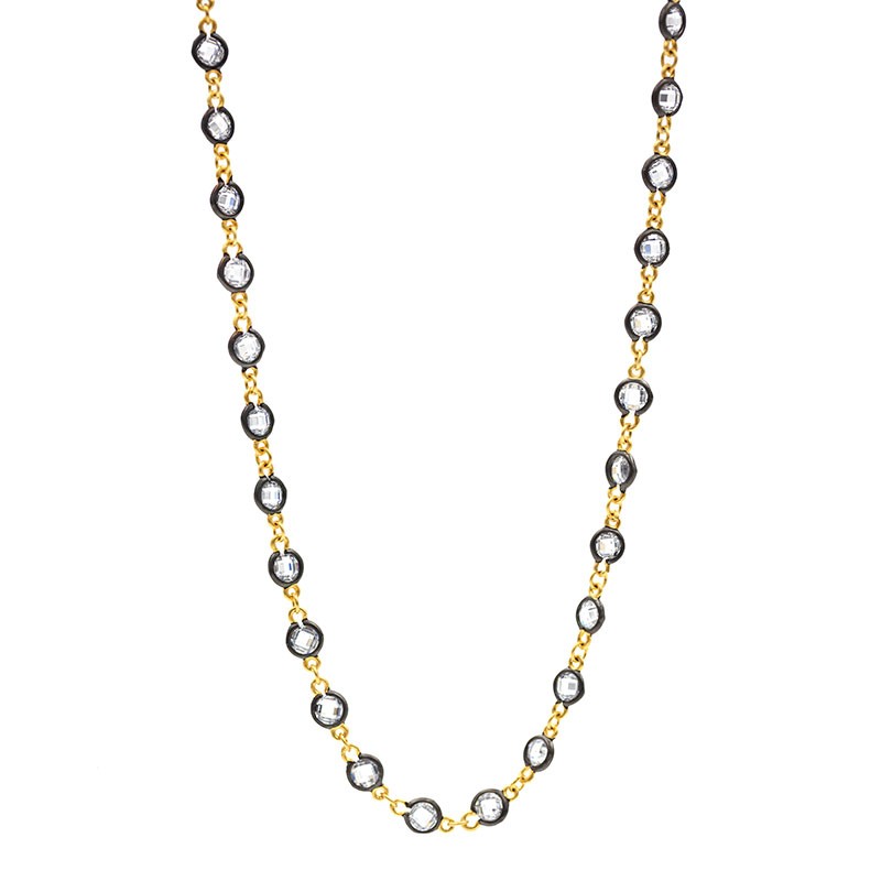 Freida Rothman Sterling Silver 14K Gold and Rhodium Signature Radiance 36 Wrap Necklace