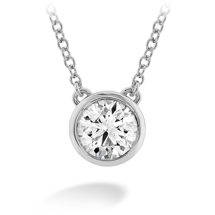 Hearts on Fire 18K White Gold Classic Bezel Solitaire Pendant Necklace