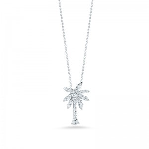 Roberto Coin 18K White Gold Tiny Treasures Small Diamond Palm Tree Pendant Necklace