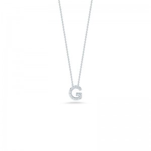 Roberto Coin18K White Gold Diamond G Love Letter Pendant With 14 Round Diamonds 0.06 Tcw G-H SI