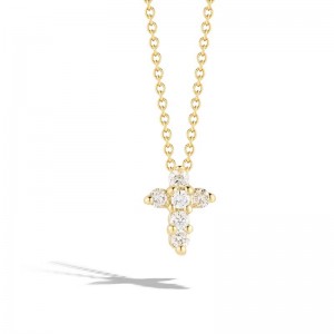 Roberto Coin 18K Yellow Gold Tiny Treasures Baby Diamond Cross Pendant Necklace