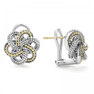 Lagos 18K Yellow Gold and Sterling Silver Love Knot 14x13mm Stud Earrings