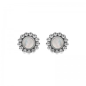 Lagos Sterling Silver Maya White Mother of Pearl 2mm Circls Stud Earrings