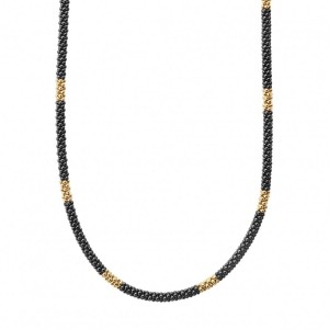 Gold and Black Caviar Beaded Necklace