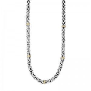 Signature Caviar Beaded Necklace with gold