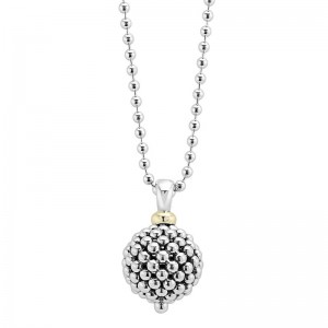 Lagos 18K Yellow Gold and Sterling Silver Signature Caviar Ball Pendant Necklace