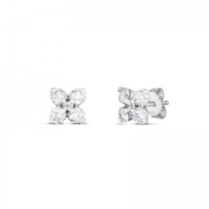 Roberto Coin 18K White Gold Love in Verona Diamond Stud Earrings with 8 Round Diamonds 1.10 Tcw G-H SI
